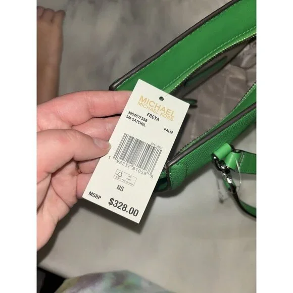 NWT Michael Kors Freya Sm Satchel In Palm Green MSRP $328 - Picture 7 of 9